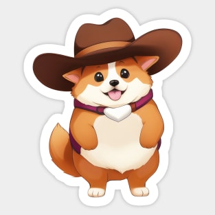 Cute Cowboy Corgi Sticker